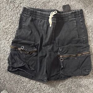Zara Black Cargo Shorts with Drawstring Waistband